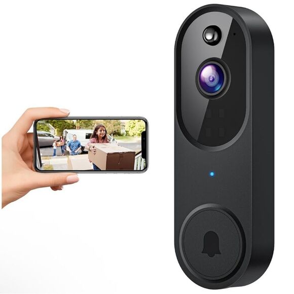 1080P Wireless Video Doorbell Camera in Black, 2.4GHz Wi-Fi Only. New in Box! - Picture 1 of 15